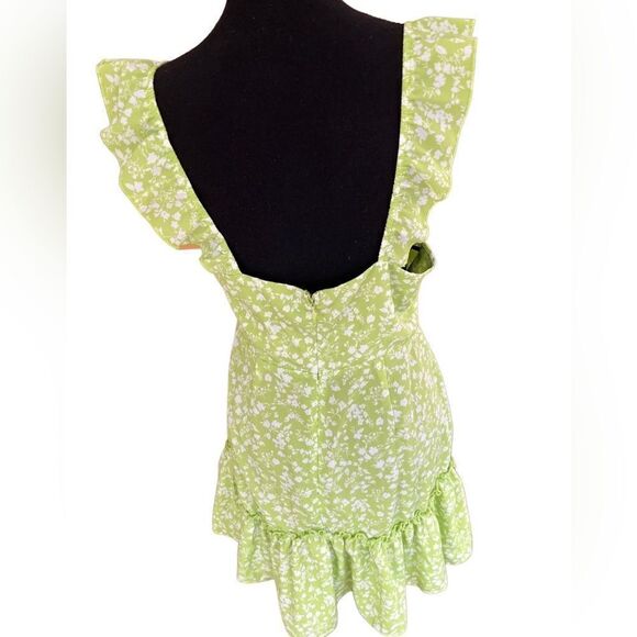 New with tags Forever 21 Dress Flounce Lime Green/white floral size M - Picture 5 of 9